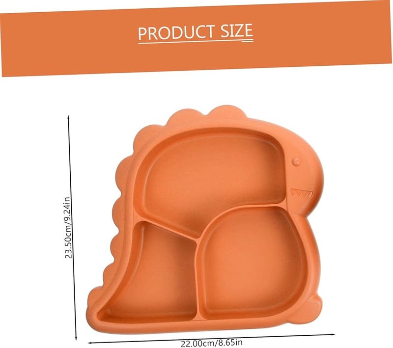 Orange Dinosaur Divided Plate Set with Bowl Fork Spoon Safe Non Toxic Tableware for Kids - Image 2